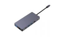 Adapteris USB Type-C - 2x HDMI, VGA, LAN, 3x USB Type-A, SD, TF, USB Type-C PD100W, Aux